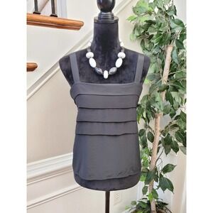 Philippe Marques Women Black Polyester Square Neck Sleeveless Blouse Top Size L